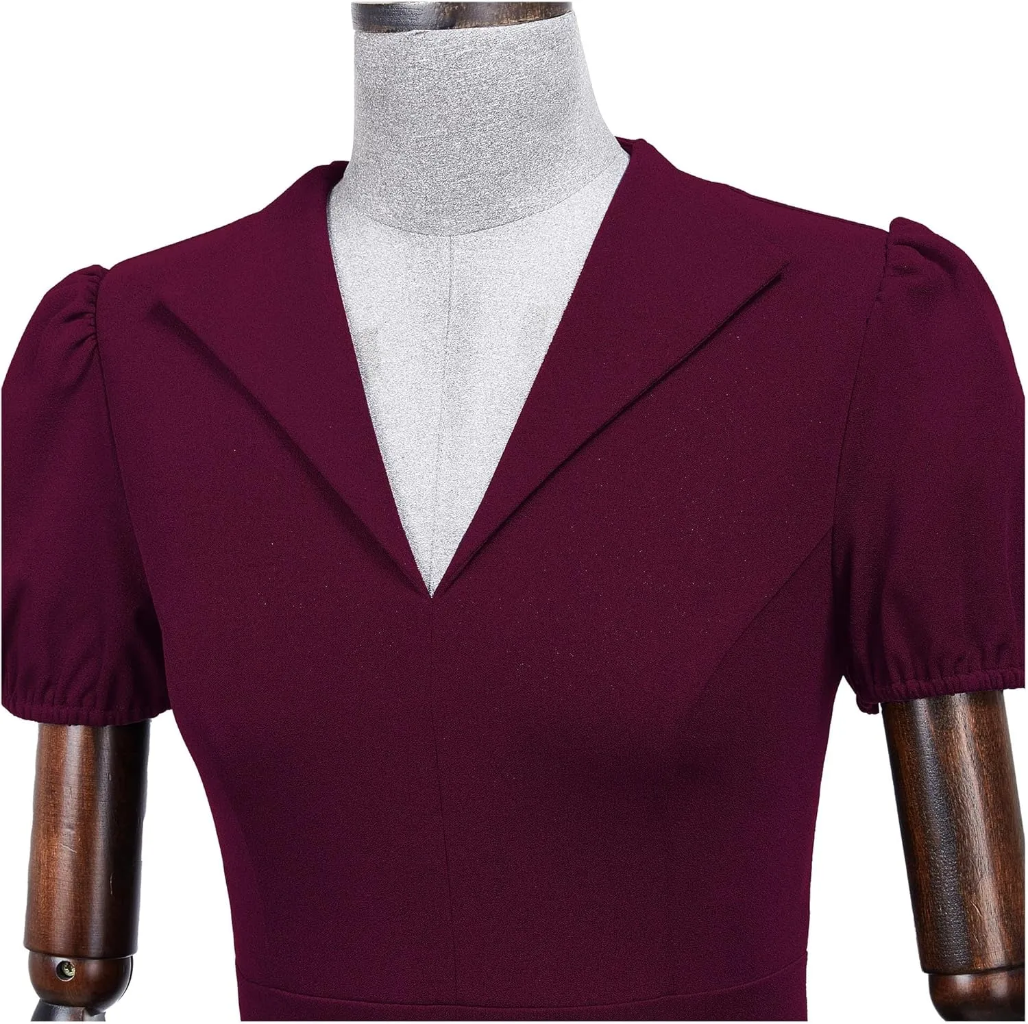 AISIZE Women's V-Neck Elegant Puff Sleeve Cocktail Sheath Party Dress
