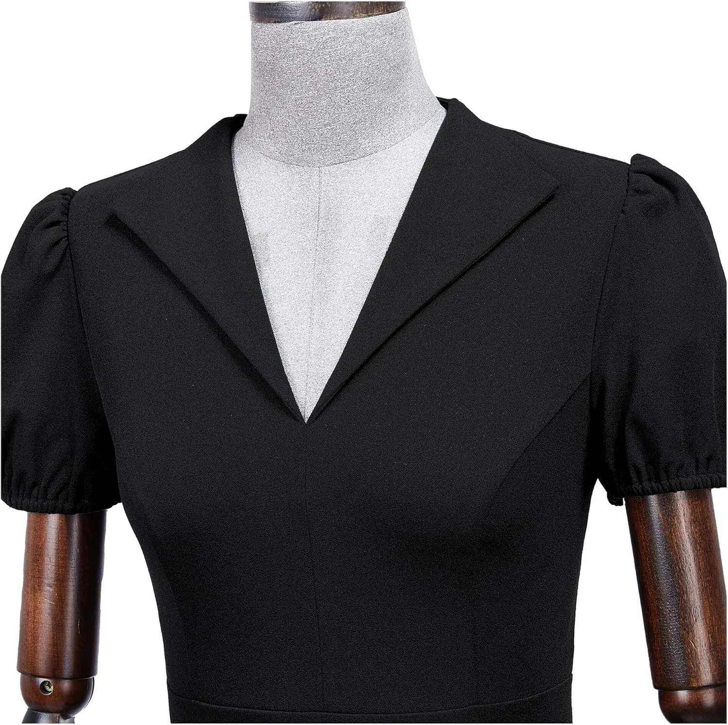 AISIZE Women's V-Neck Elegant Puff Sleeve Cocktail Sheath Party Dress
