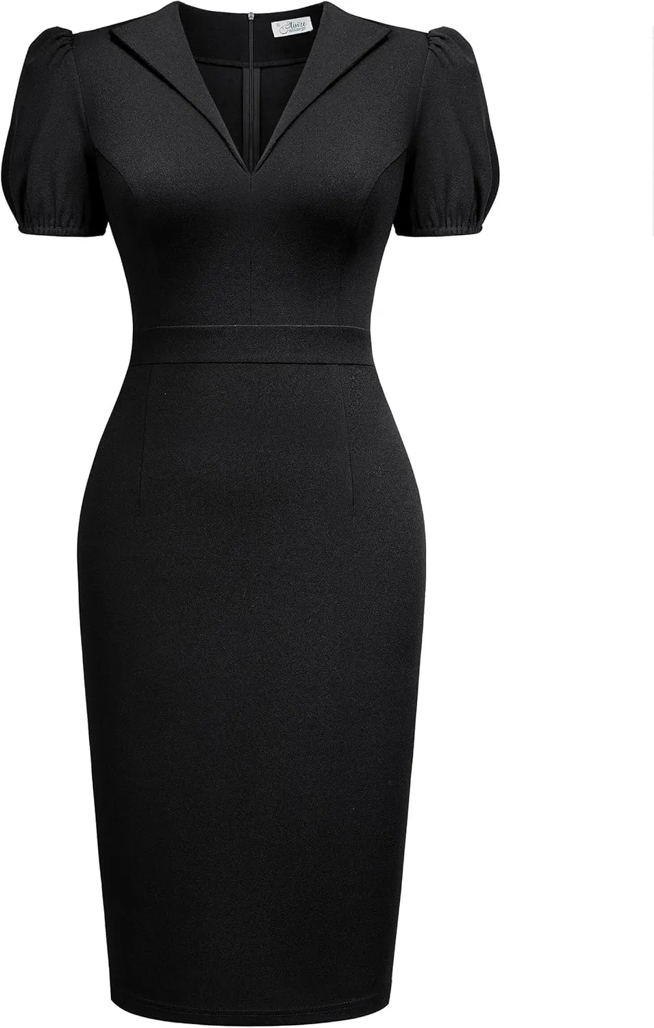 AISIZE Women's V-Neck Elegant Puff Sleeve Cocktail Sheath Party Dress