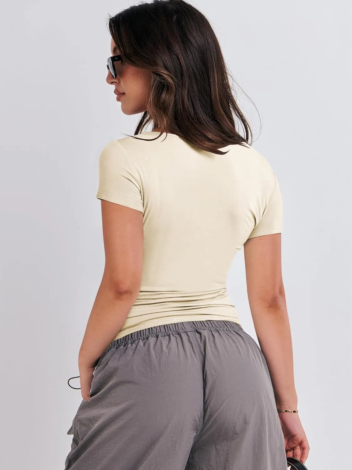 ANRABESS Womens 3 Pack Short Sleeve Shirts 2025 Crop Tops Tight Fitted Basic Tees Workout T Shirts Y2k Clothes Summer Outfit