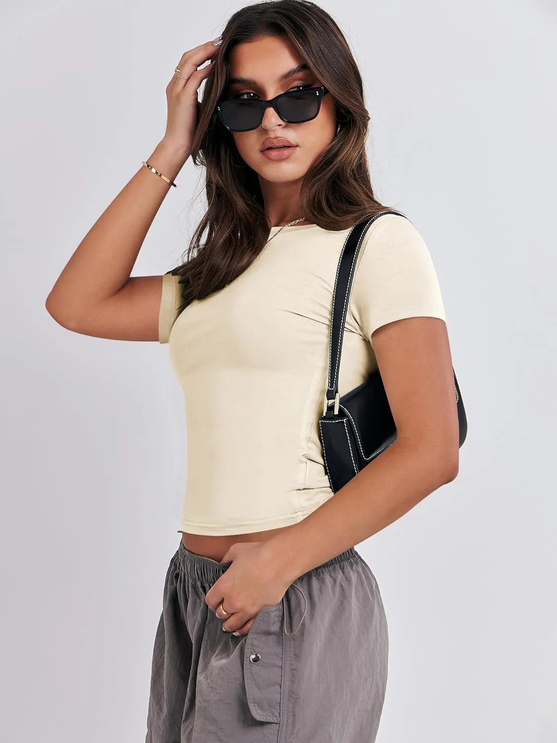 ANRABESS Womens 3 Pack Short Sleeve Shirts 2025 Crop Tops Tight Fitted Basic Tees Workout T Shirts Y2k Clothes Summer Outfit