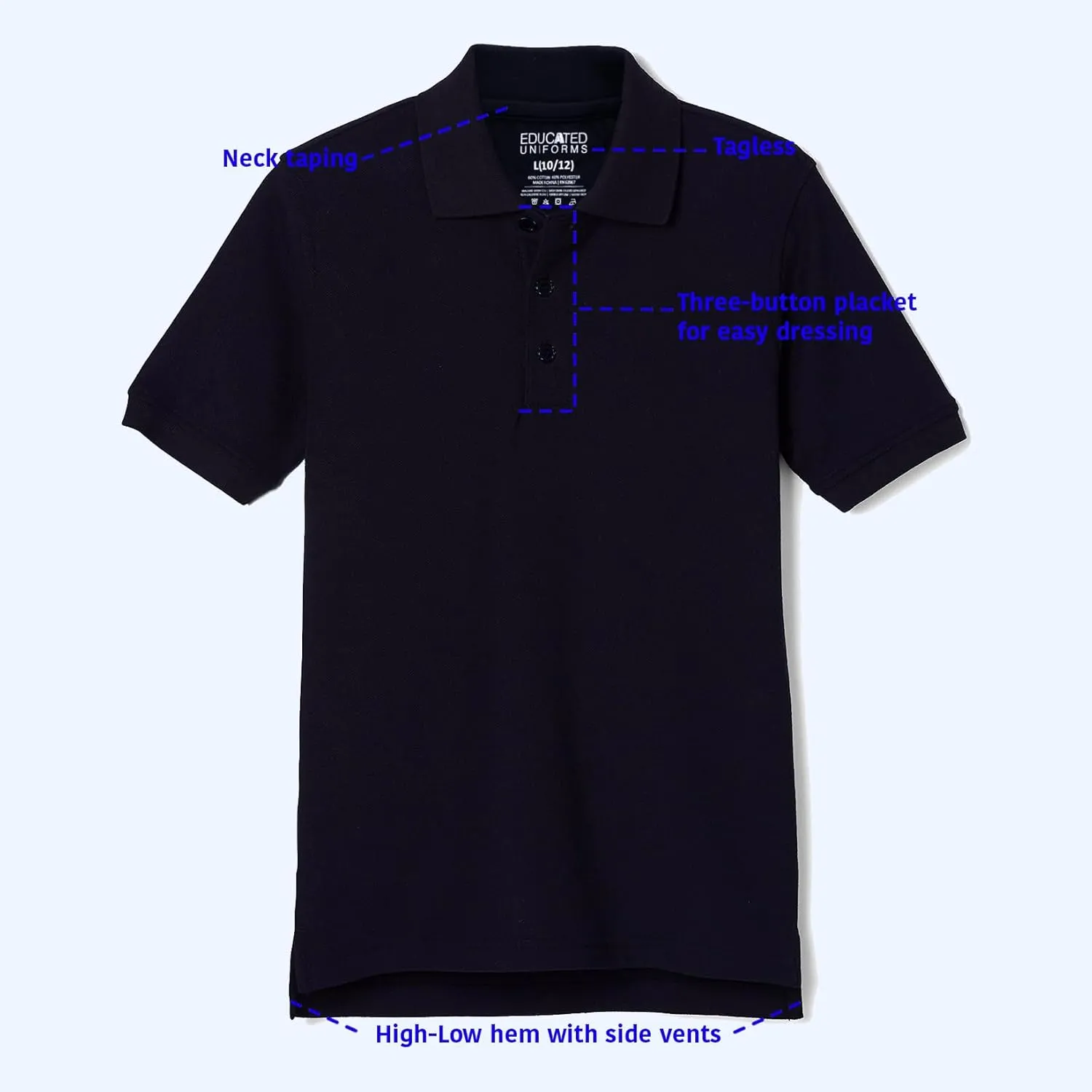 Boys 2T-20 Short Sleeve Pique Polo Uniform Shirt