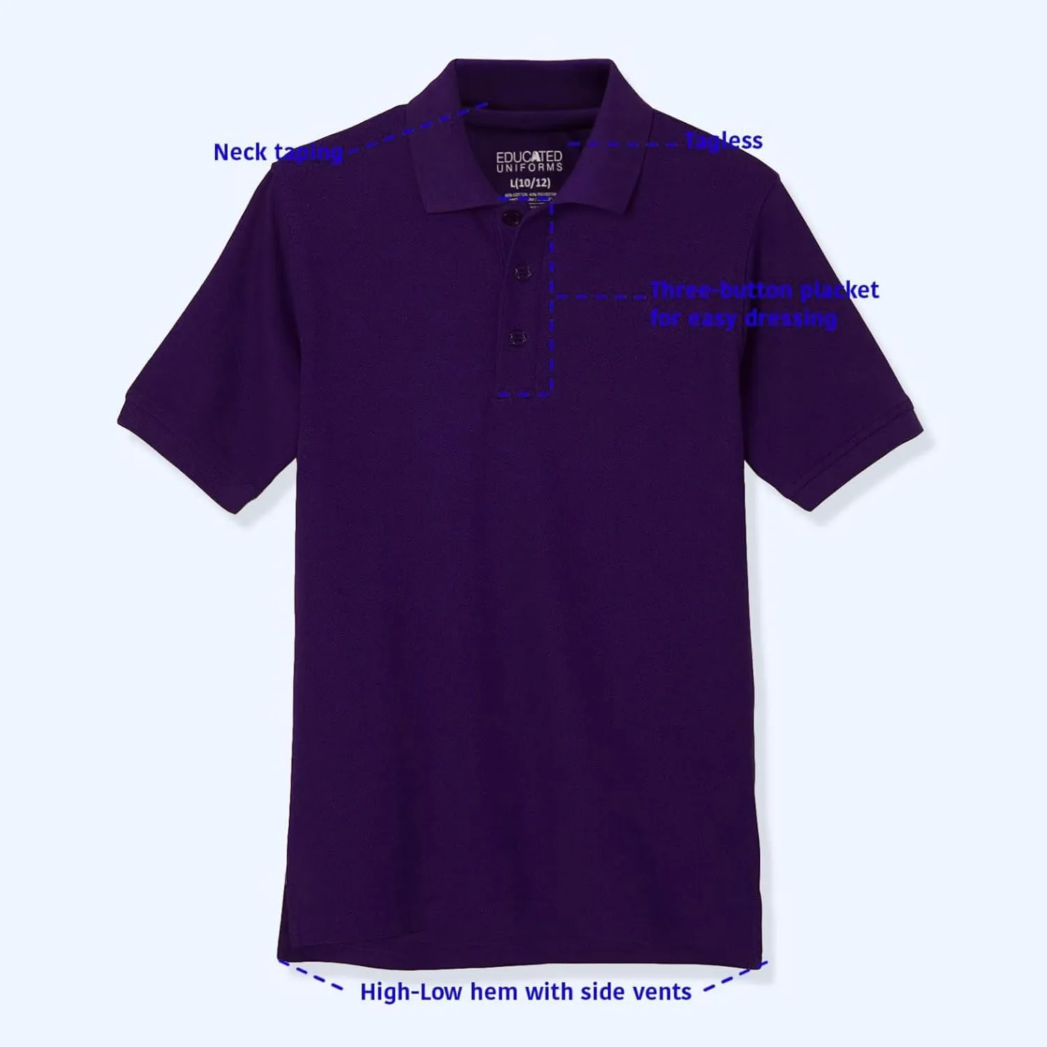 Boys 2T-20 Short Sleeve Pique Polo Uniform Shirt