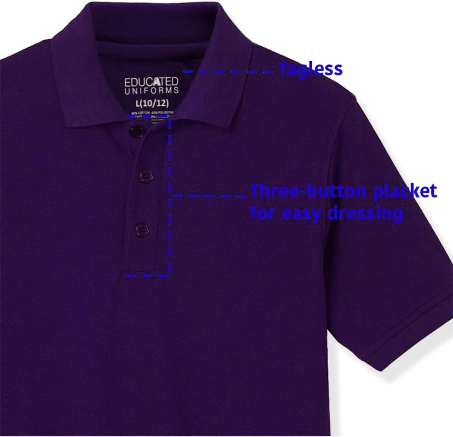 Boys 2T-20 Short Sleeve Pique Polo Uniform Shirt