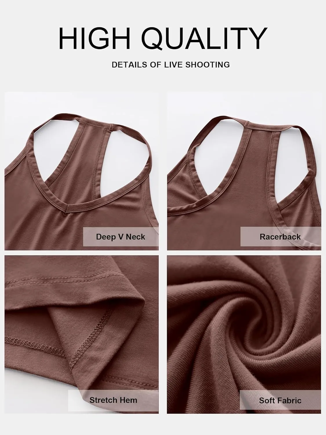 Caracilia Women Racerback Tank Tops 2025 Summer Sleeveless V Neck Camisole Slim Fit Basic Camis Workout Clothes