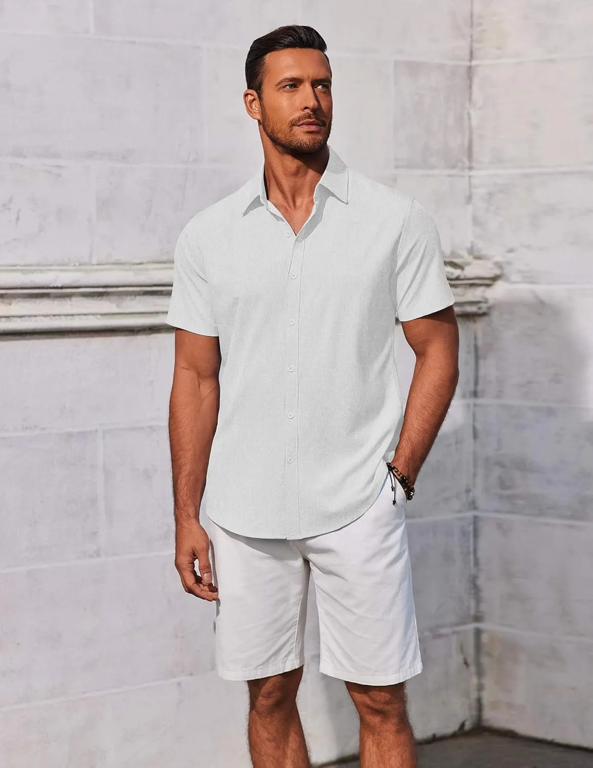 COOFANDY Men's Button Down Shirts Short Sleeve Casual Summer Beach Shirts Vacation Wedding Shirts