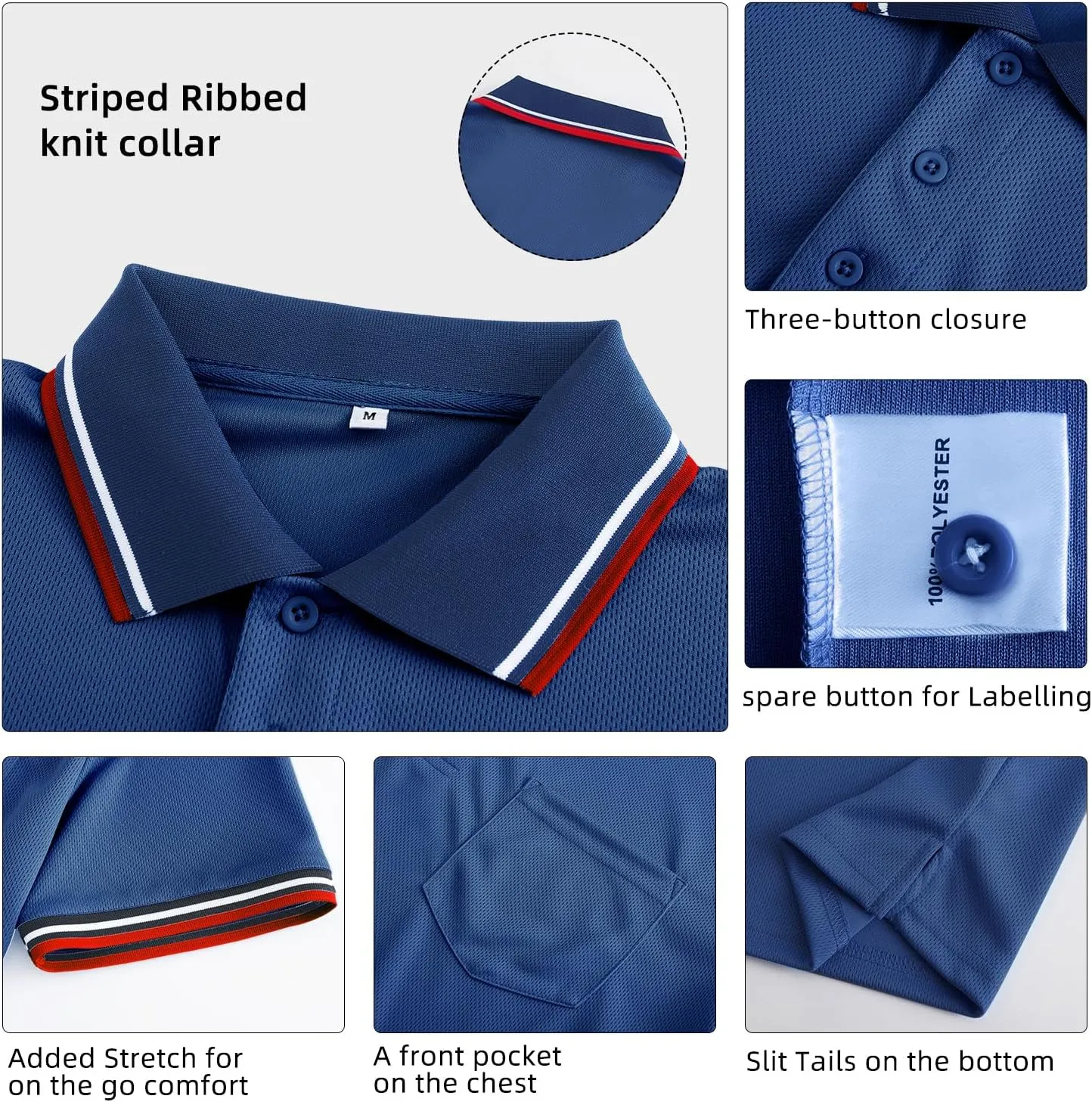 CUTIEHON Men's Baseball Umpire Shirt, Short Sleeve referee Jersey Shirts Sized for umpire chest protector