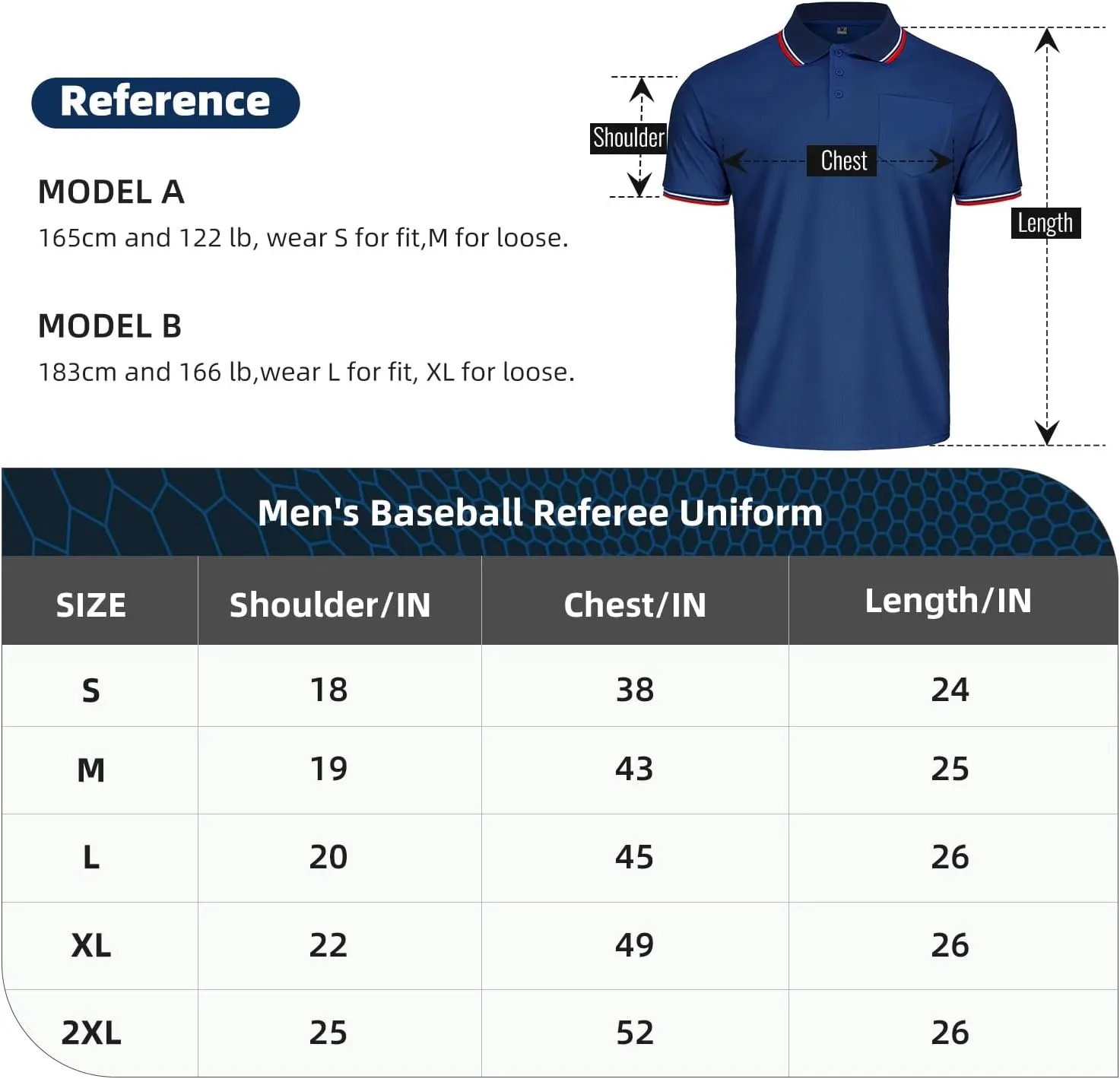 CUTIEHON Men's Baseball Umpire Shirt, Short Sleeve referee Jersey Shirts Sized for umpire chest protector