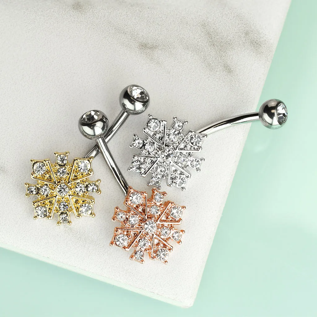 Filigree Flakes Belly Bar with Gold Plating