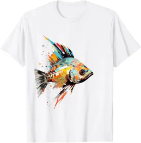 Fish Animal Abstract Zoo Colorful Art Painting Fish T-Shirt