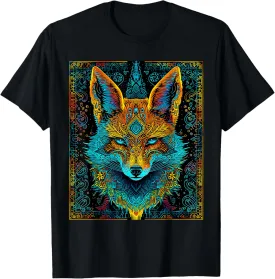 Fox Abstract Art Animal Geometric Mandala Graphic Fox T-Shirt