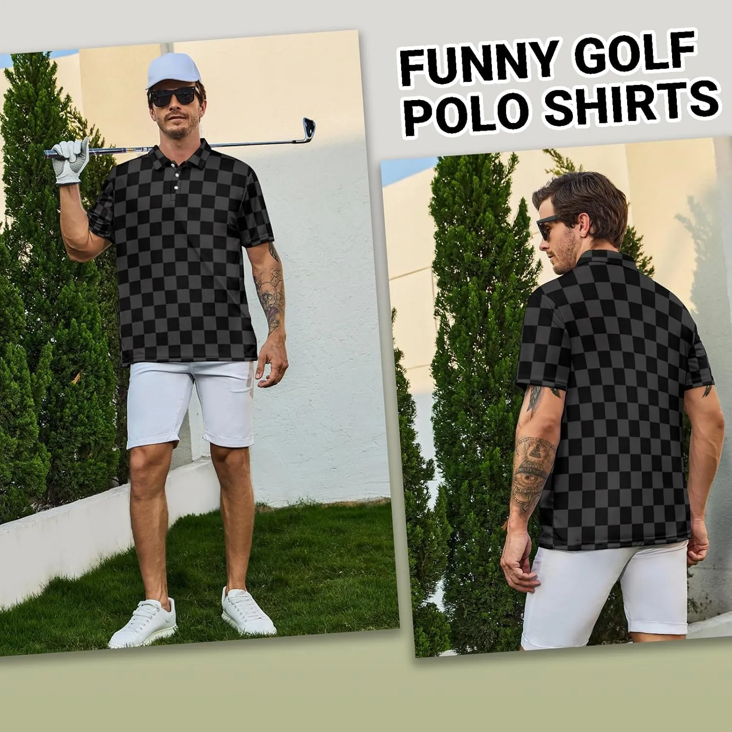 Funny Mens Golf Polo Shirts,Moisture Wicking Golf Shirts for Men Collared Short Sleeve Polo Shirts Golf Gifts