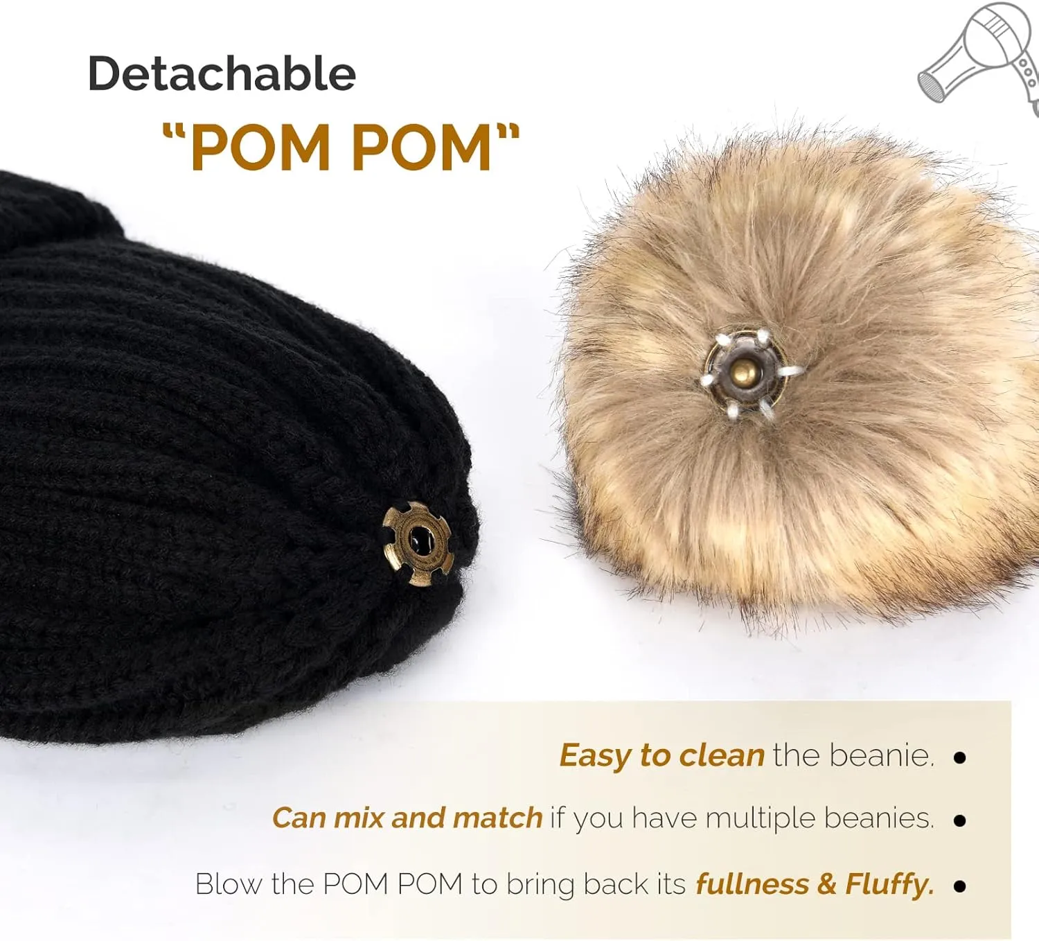 FURTALK Womens Winter Knitted Beanie Hat with Faux Fur Pom Warm Knit Skull Cap Beanie for Women
