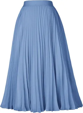 GRACE KARIN Women High Elastic Waist Pleated Chiffon Skirt Midi Swing A-line Skirts