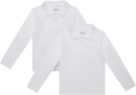 INGEAR Girls Long Sleeve Polo Shirt 2PK for School Uniform, Golf, Casual Wear