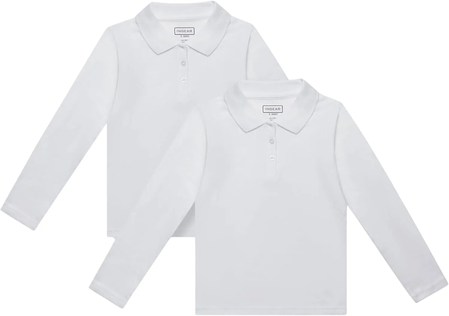 INGEAR Girls Long Sleeve Polo Shirt 2PK for School Uniform, Golf, Casual Wear