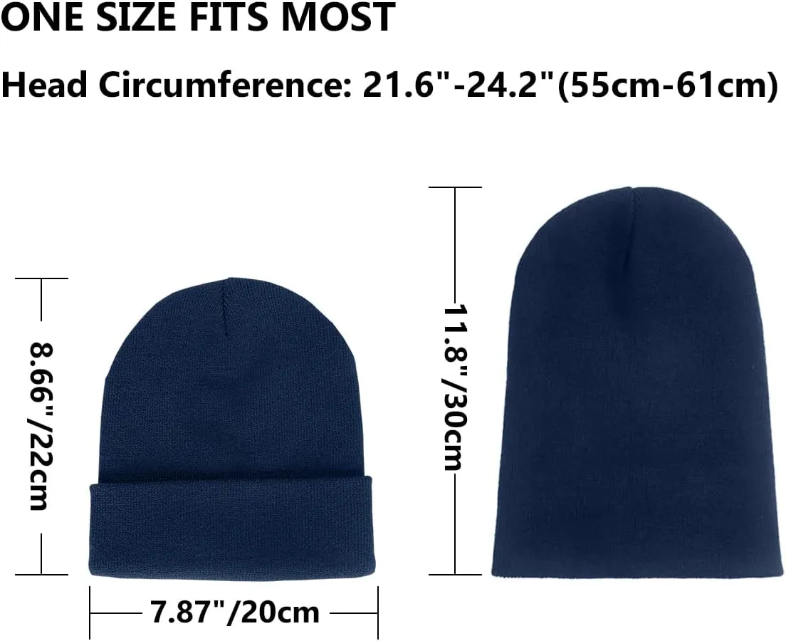 LCZTN 4 Pack Winter Ski Beanie Hat for MenWomen,Warm Fisherman Cuffed Knit Cap Unisex