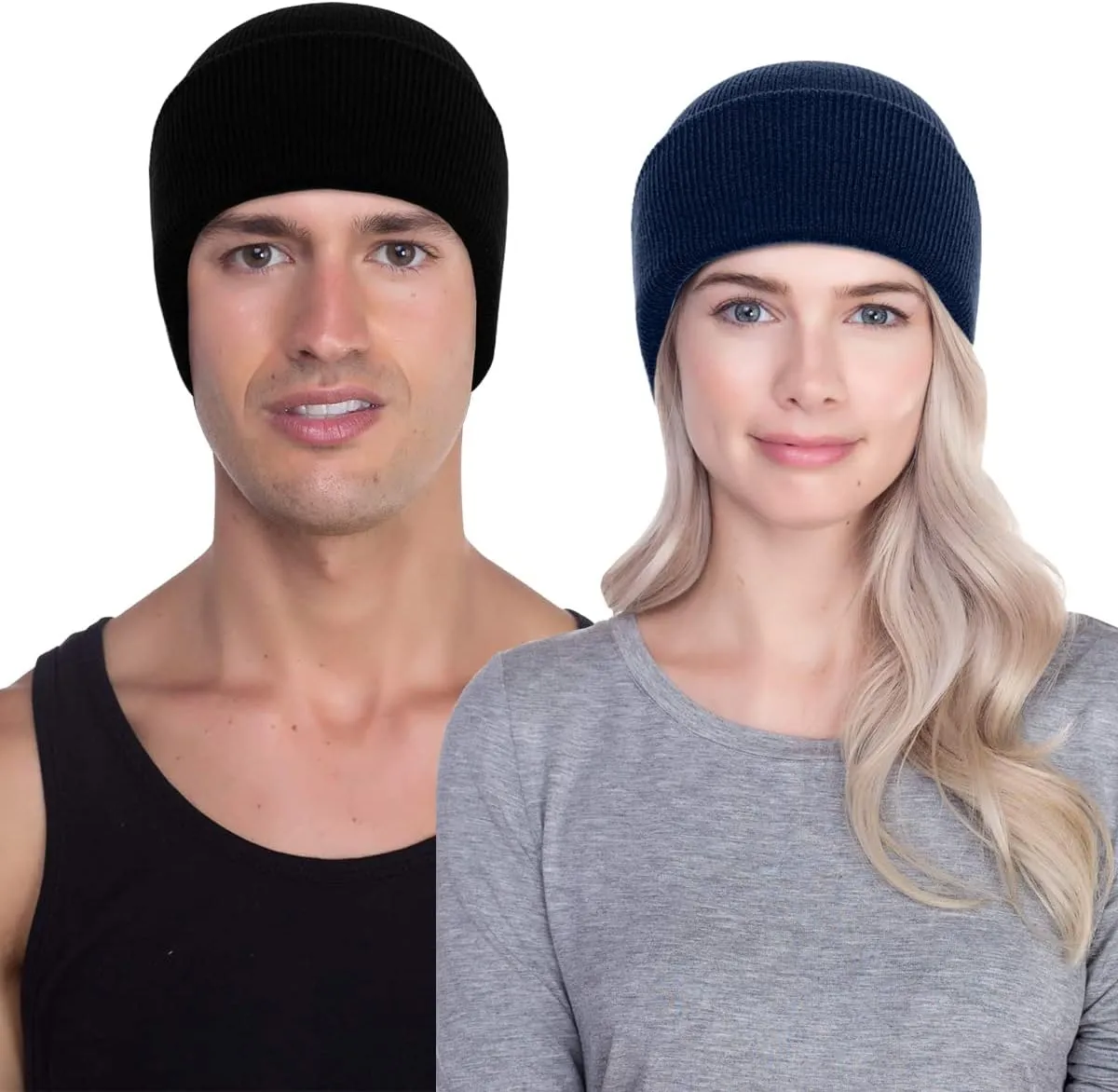 LCZTN 4 Pack Winter Ski Beanie Hat for MenWomen,Warm Fisherman Cuffed Knit Cap Unisex