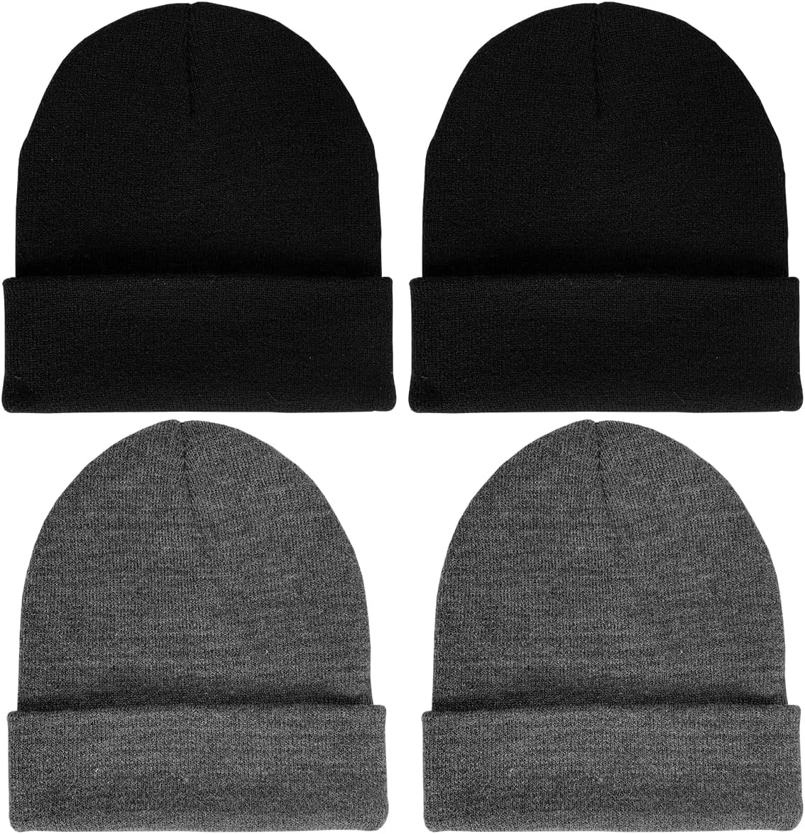LCZTN 4 Pack Winter Ski Beanie Hat for MenWomen,Warm Fisherman Cuffed Knit Cap Unisex