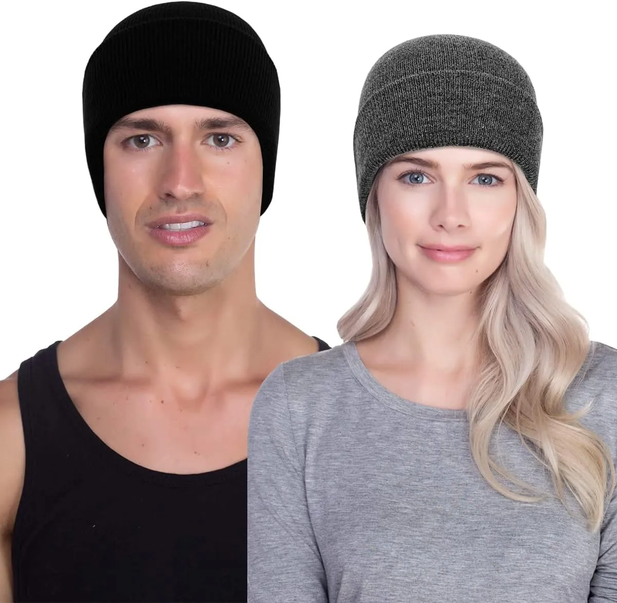 LCZTN 4 Pack Winter Ski Beanie Hat for MenWomen,Warm Fisherman Cuffed Knit Cap Unisex