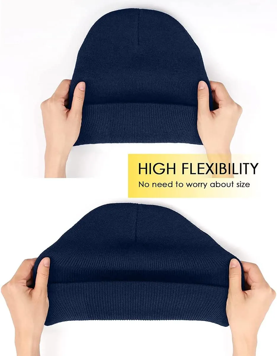 LCZTN 4 Pack Winter Ski Beanie Hat for MenWomen,Warm Fisherman Cuffed Knit Cap Unisex