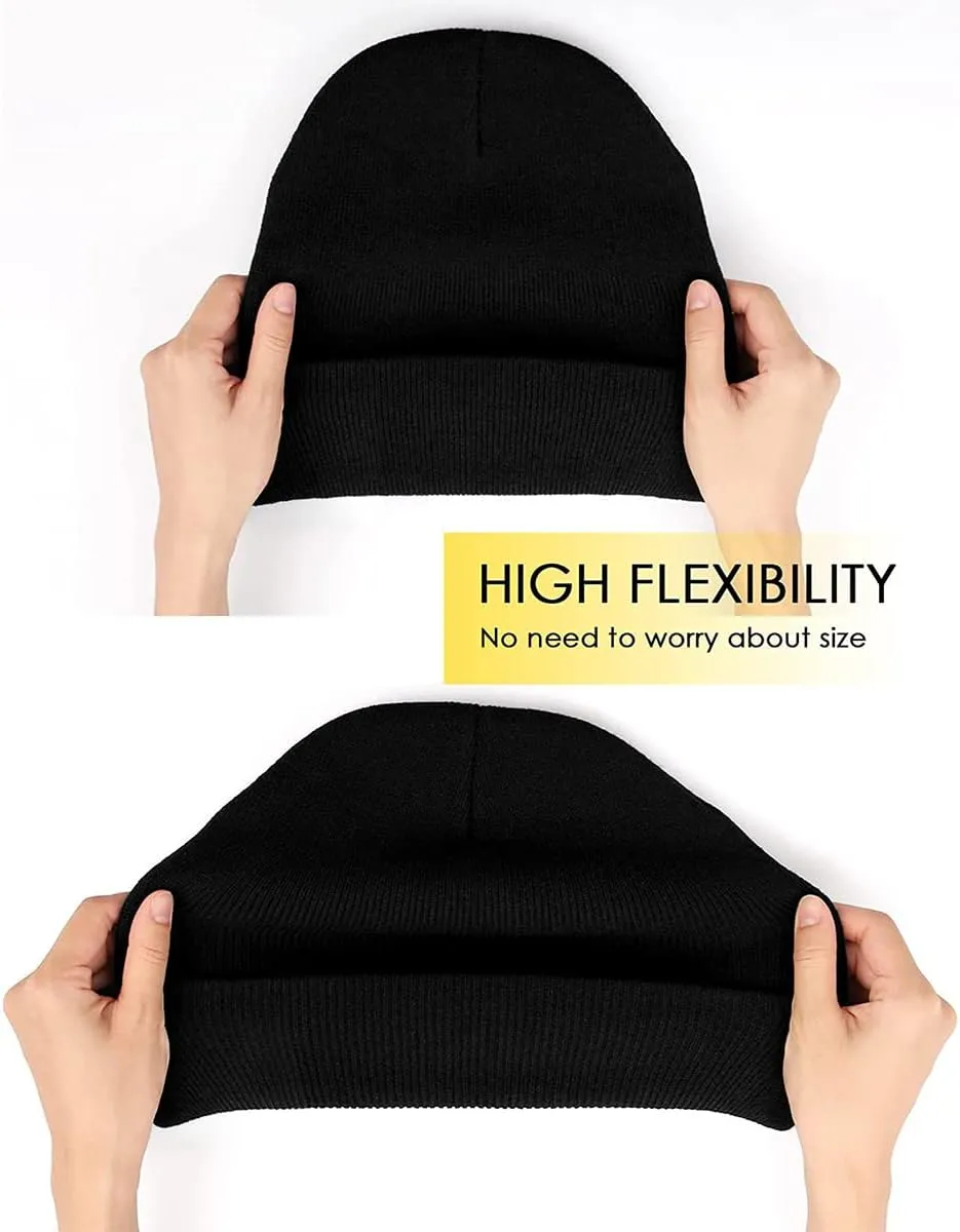 LCZTN 4 Pack Winter Ski Beanie Hat for MenWomen,Warm Fisherman Cuffed Knit Cap Unisex