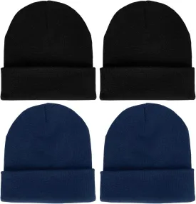 LCZTN 4 Pack Winter Ski Beanie Hat for MenWomen,Warm Fisherman Cuffed Knit Cap Unisex