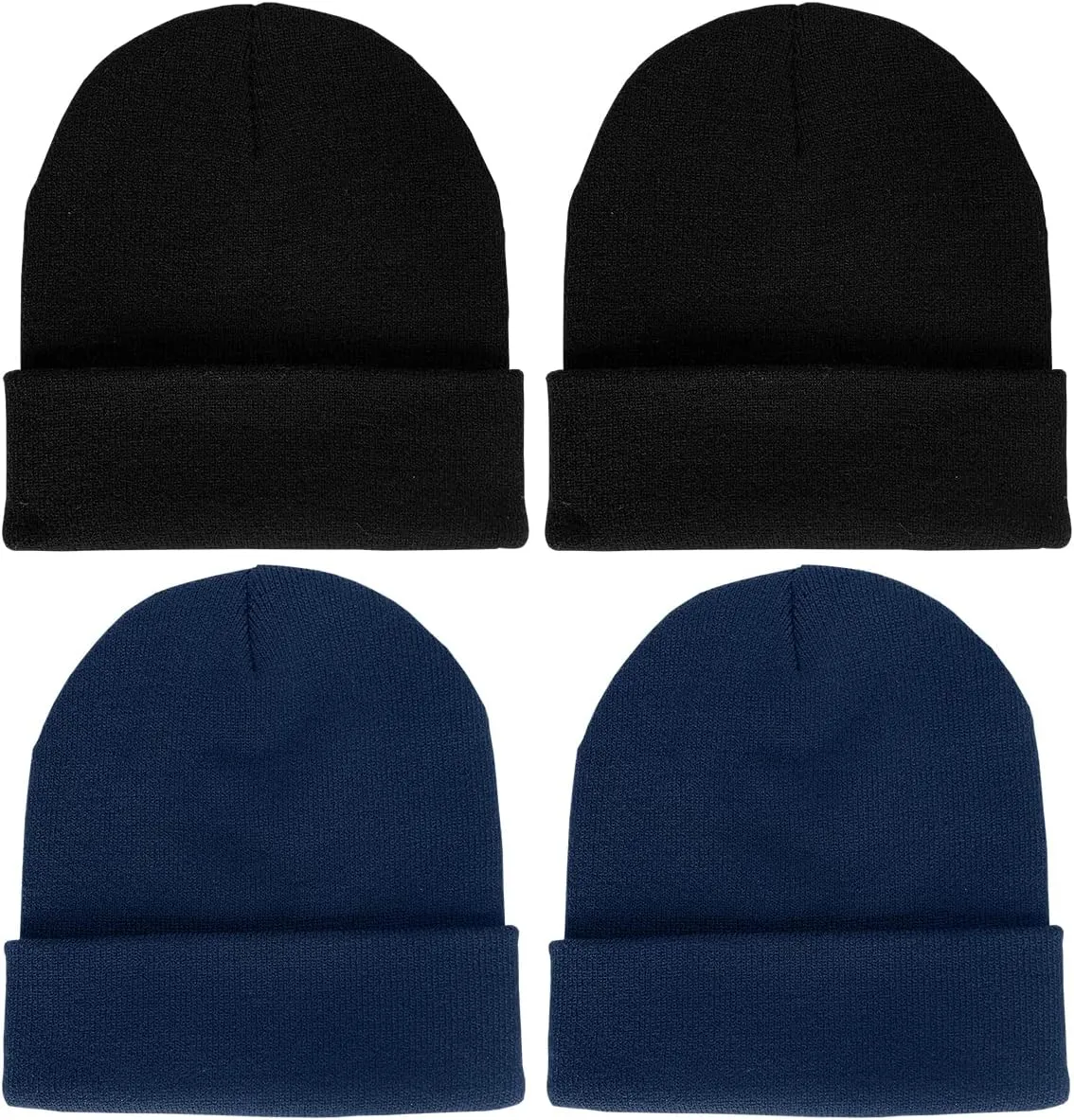 LCZTN 4 Pack Winter Ski Beanie Hat for MenWomen,Warm Fisherman Cuffed Knit Cap Unisex
