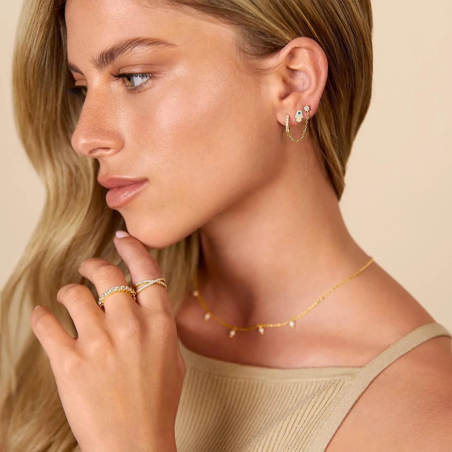 PAVOI 14K Gold Plated Solid 925 Sterling Silver Post Flat Back Stud Earrings for Women | Cartilage Helix Piercing | Cubic Zirconia Earrings