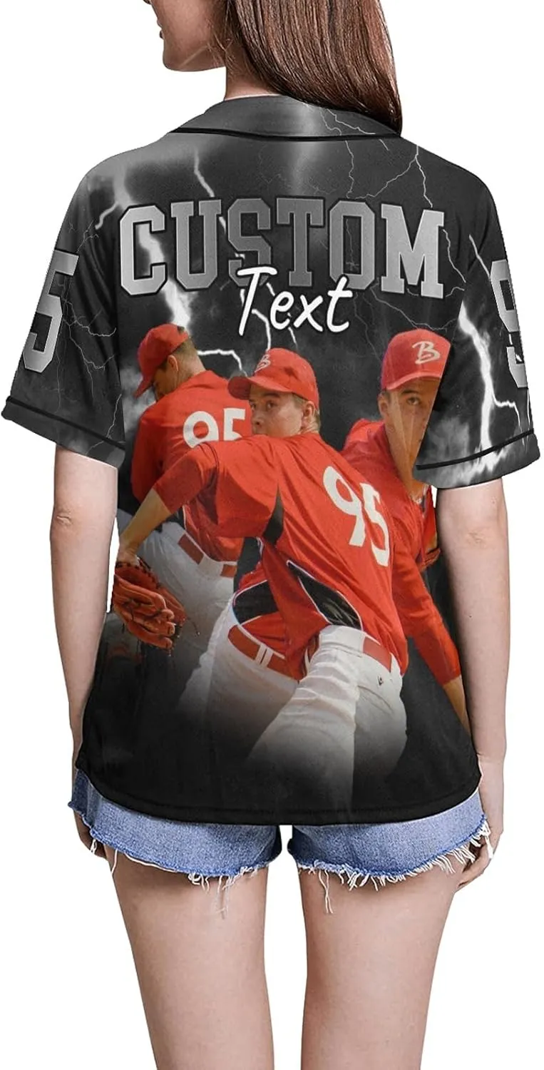 Personalized Custom Baseball Jersey Men Bootleg Rap Shirts Design Your Own Photo Collage & Team Name Streetwear Sport Uniform