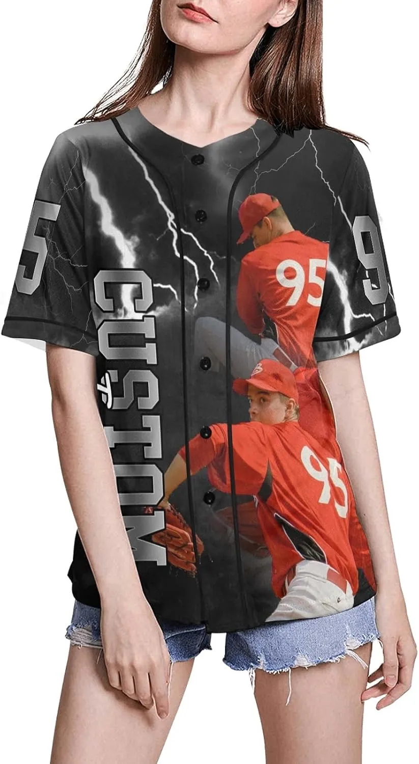 Personalized Custom Baseball Jersey Men Bootleg Rap Shirts Design Your Own Photo Collage & Team Name Streetwear Sport Uniform