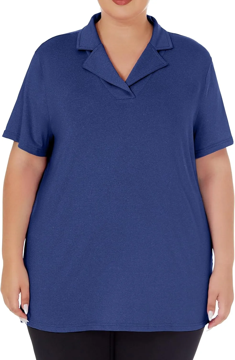 Plus Size Polo Shirts for Women Short Sleeve Golf Shirts V Neck Loose Fit Tennis Shirts Quick-Drying Workout Tops