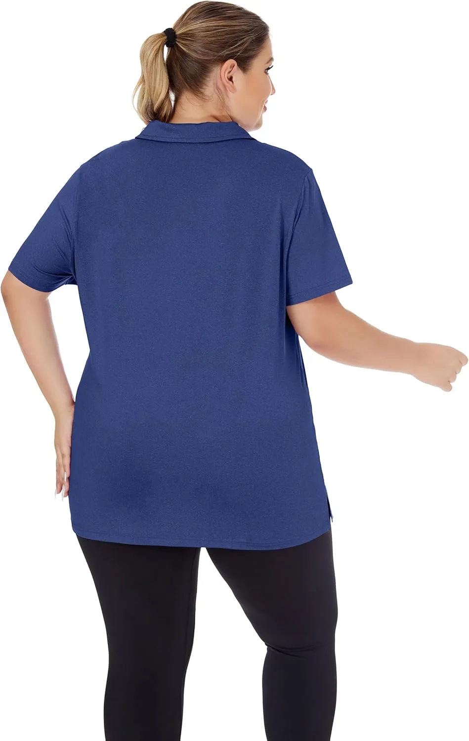 Plus Size Polo Shirts for Women Short Sleeve Golf Shirts V Neck Loose Fit Tennis Shirts Quick-Drying Workout Tops