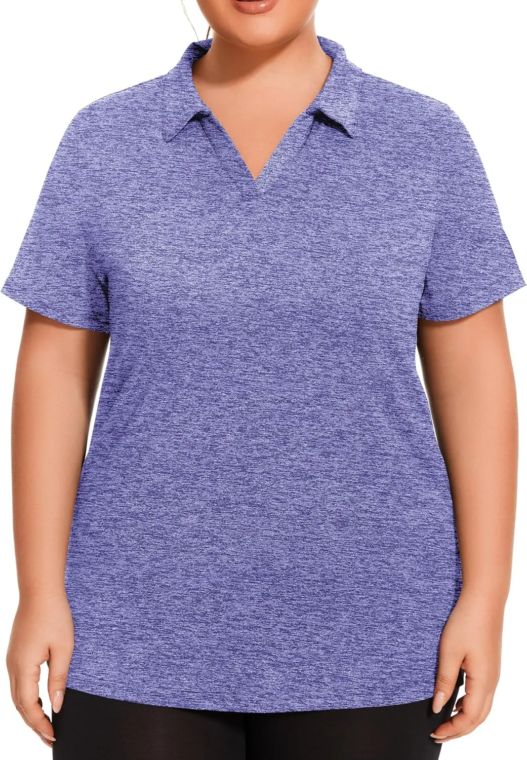 Plus Size Polo Shirts for Women Short Sleeve Golf Shirts V Neck Loose Fit Tennis Shirts Quick-Drying Workout Tops
