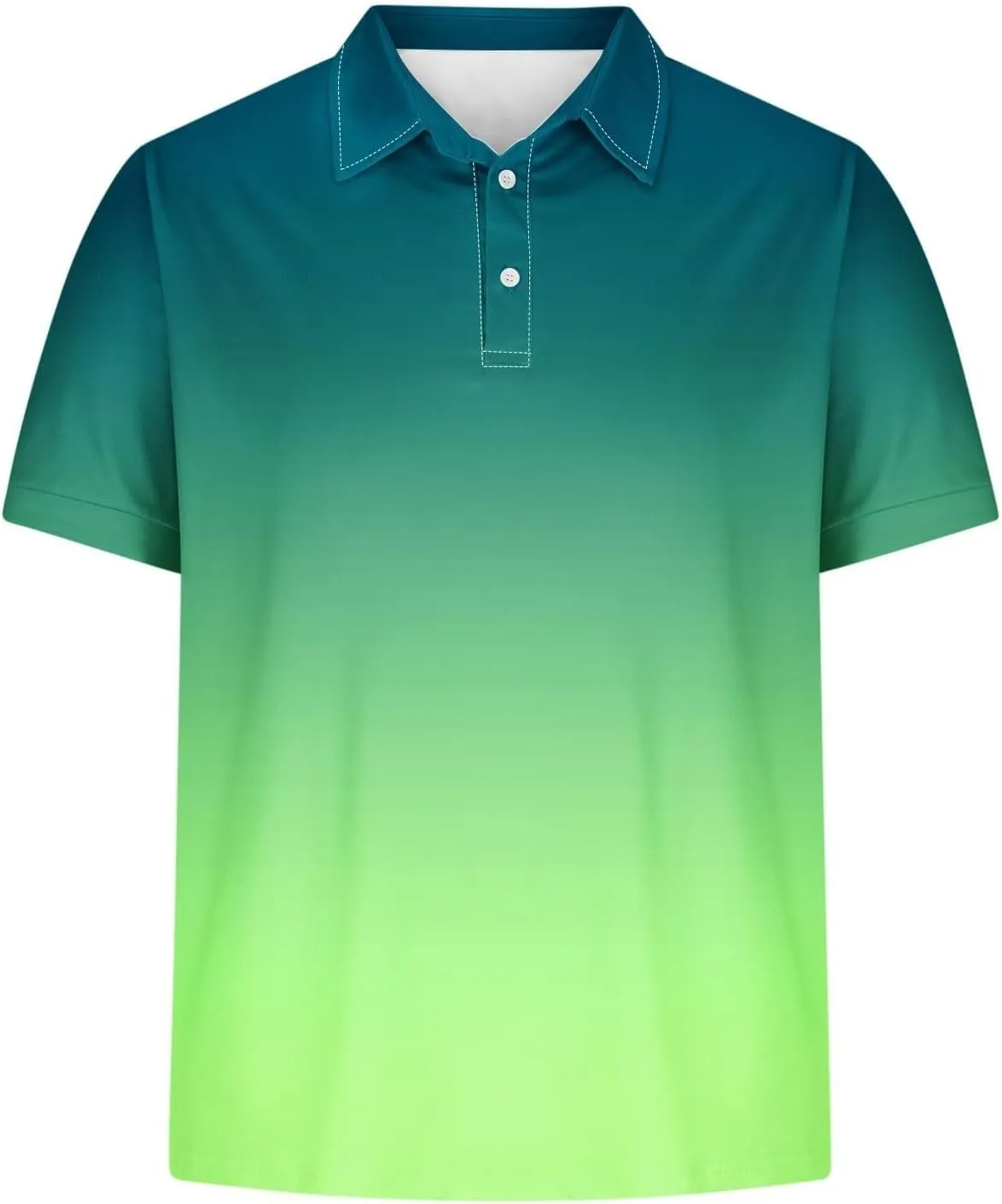 Polo Shirts for Men Short Sleeve Button Down Collar Gradient Tee Dressy Casual Business Work Tshirt Summer Golf Tops