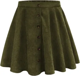 RITERA Plus Size Basic Versatile Stretchy Elastic Waist Flared Casual Mini Skater Skirt/Pleated Plaid Skirt for Women XL-5XL
