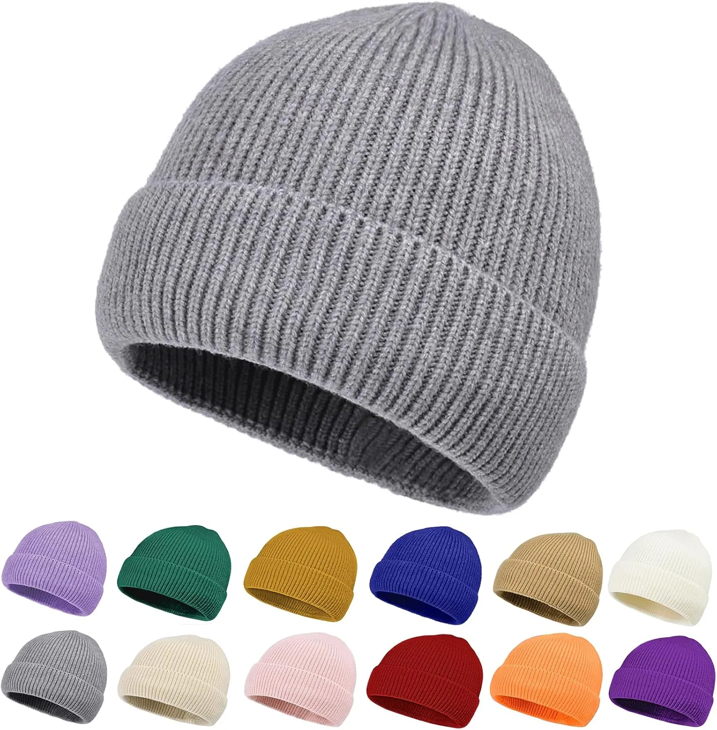 Rosoz 1 & 2 Packs Beanie for Men Women Warm Winter Hats Knit Acrylic Soft Cuffed Beanies Cap Daily Beanie Hat Unisex