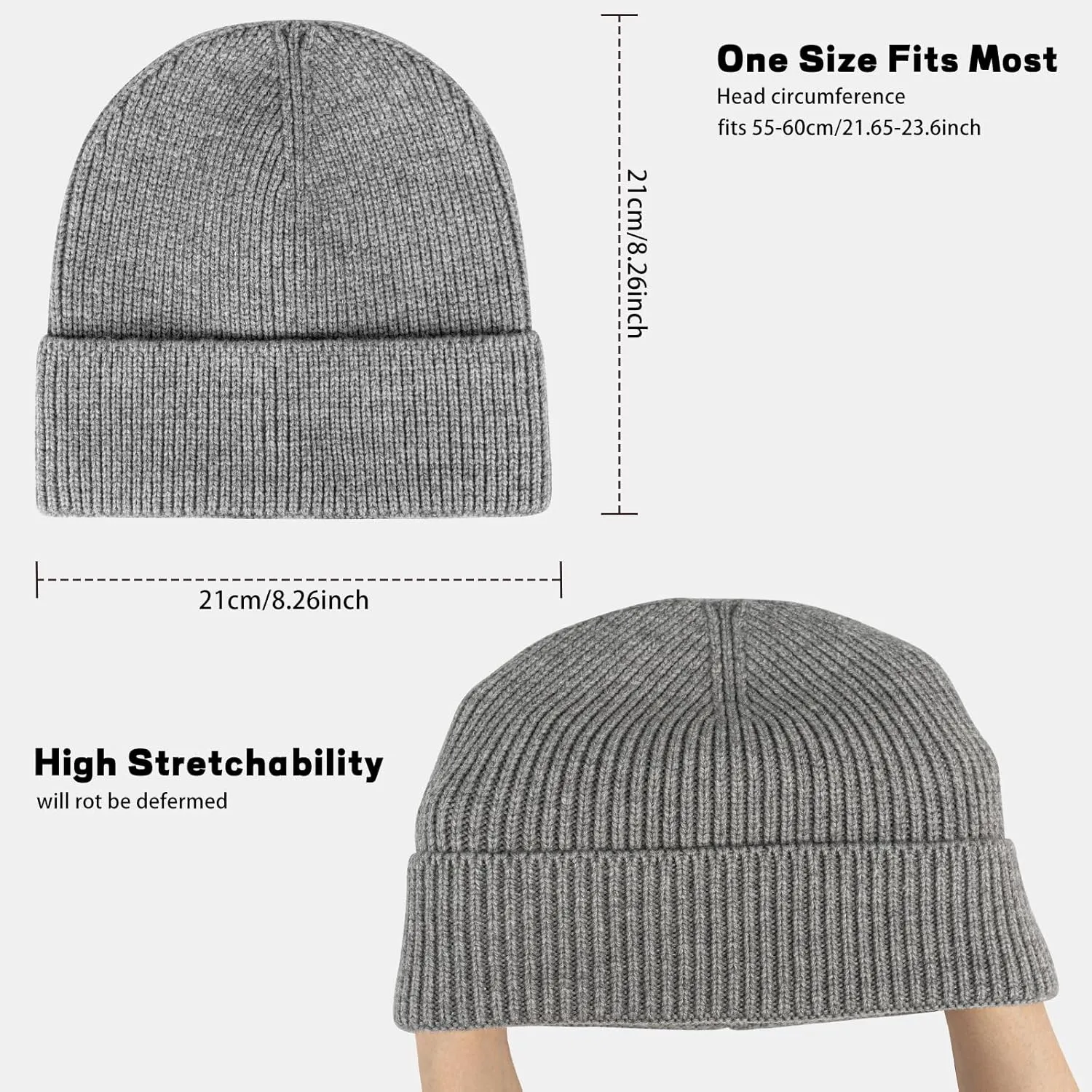 Rosoz 1 & 2 Packs Beanie for Men Women Warm Winter Hats Knit Acrylic Soft Cuffed Beanies Cap Daily Beanie Hat Unisex