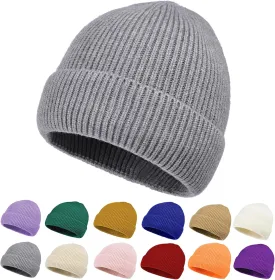 Rosoz 1 & 2 Packs Beanie for Men Women Warm Winter Hats Knit Acrylic Soft Cuffed Beanies Cap Daily Beanie Hat Unisex