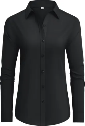 siliteelon Button Down Shirts Dress Shirts for Women Long Sleeve Womens Work Shirts Regular Fit Cotton Dress Shirts