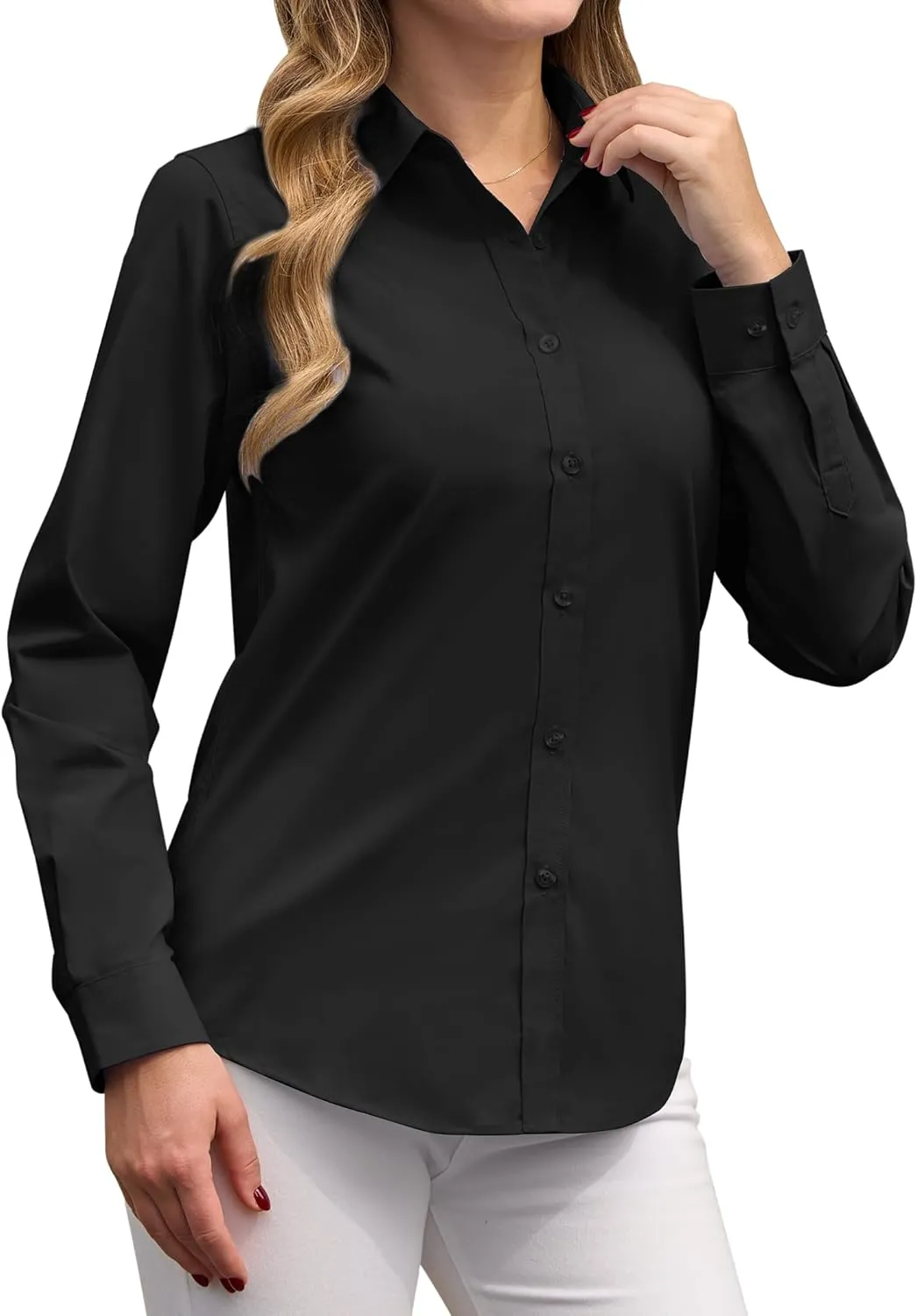 siliteelon Button Down Shirts Dress Shirts for Women Long Sleeve Womens Work Shirts Regular Fit Cotton Dress Shirts