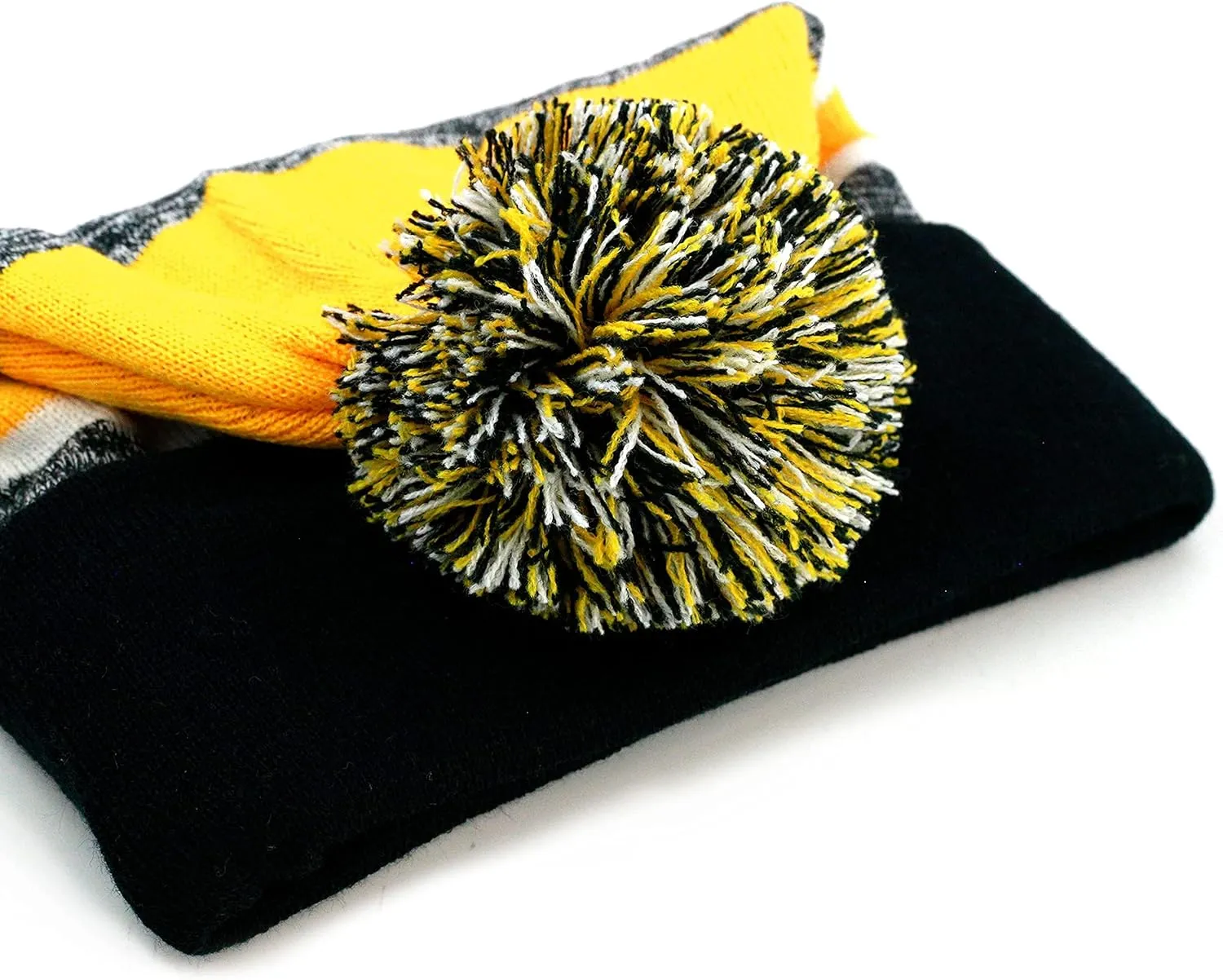 The Hat Depot Winter Beanie Soft Cuff Pom Pom Stripe Knit Skull Slouch Ski Hat