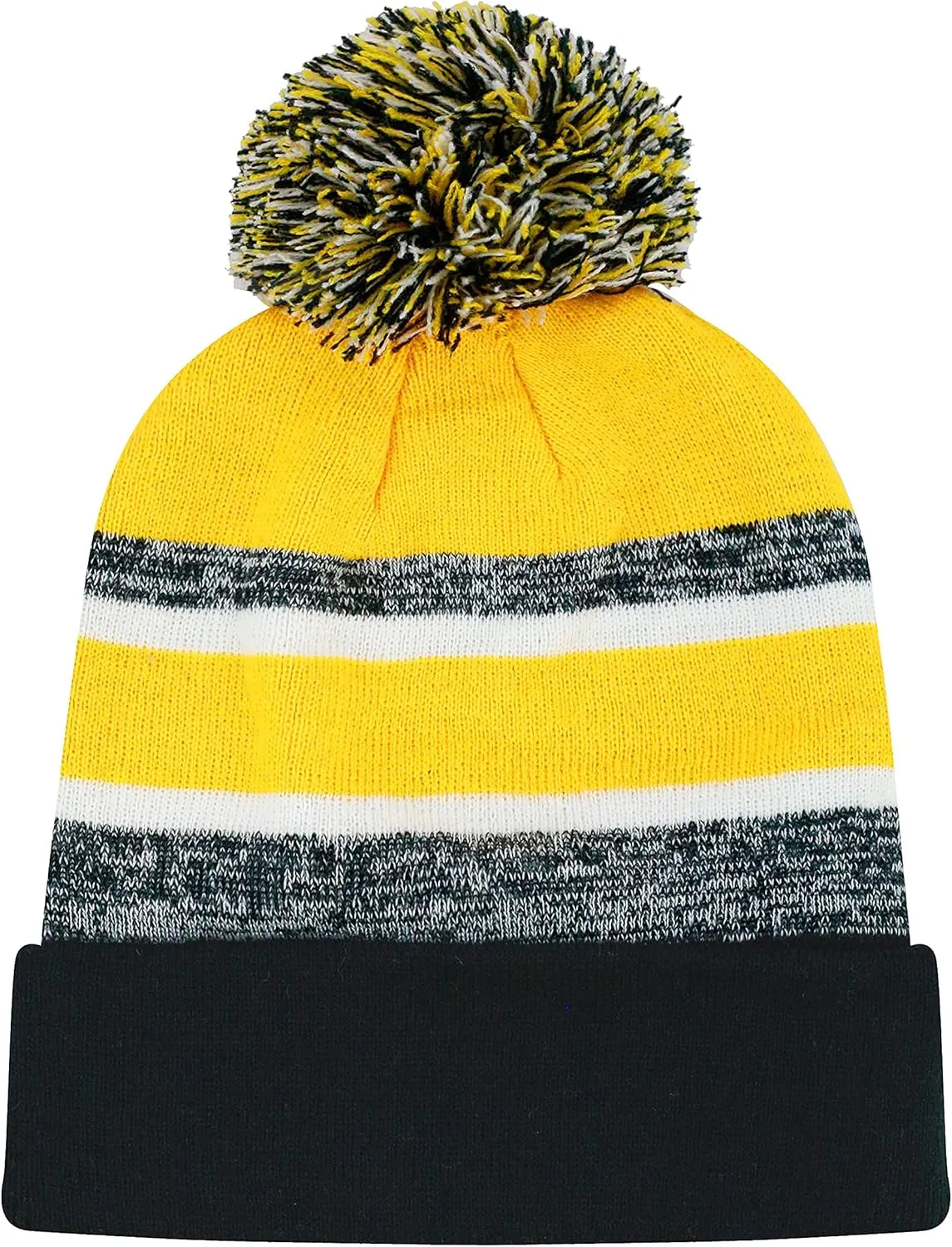 The Hat Depot Winter Beanie Soft Cuff Pom Pom Stripe Knit Skull Slouch Ski Hat