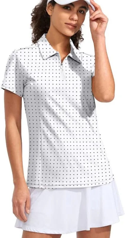Viodia Women's Golf Shirt Short Sleeve with Zip Up Quick Dry Stretch Tennis Collared Polo Shirts for Women Golf Clothes
