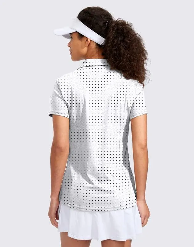 Viodia Women's Golf Shirt Short Sleeve with Zip Up Quick Dry Stretch Tennis Collared Polo Shirts for Women Golf Clothes