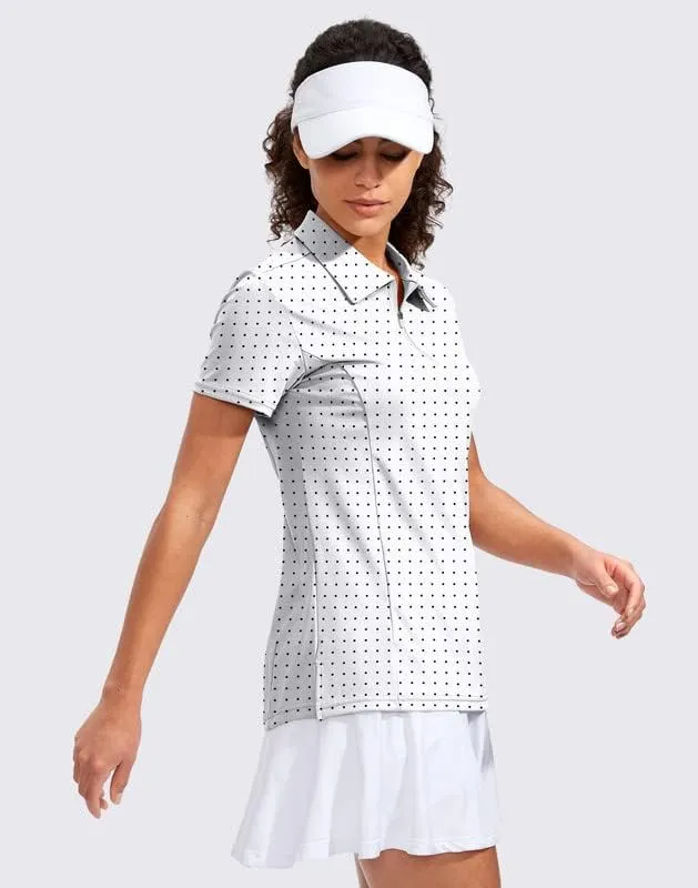 Viodia Women's Golf Shirt Short Sleeve with Zip Up Quick Dry Stretch Tennis Collared Polo Shirts for Women Golf Clothes