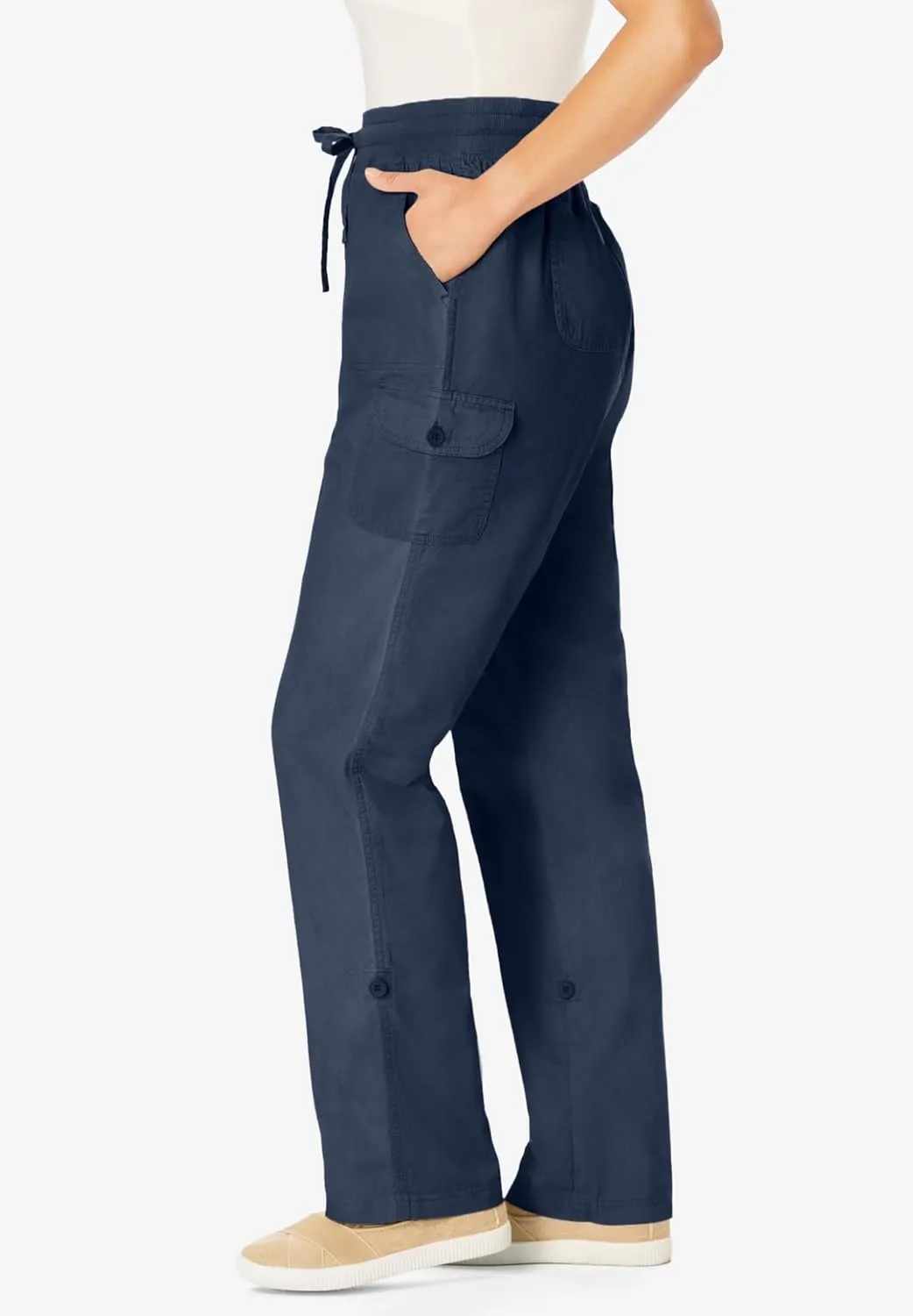 Woman Within Plus Size Convertible 2-in-1 Cargo Pant & Capri Elastic Waist