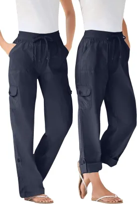 Woman Within Plus Size Convertible 2-in-1 Cargo Pant & Capri Elastic Waist