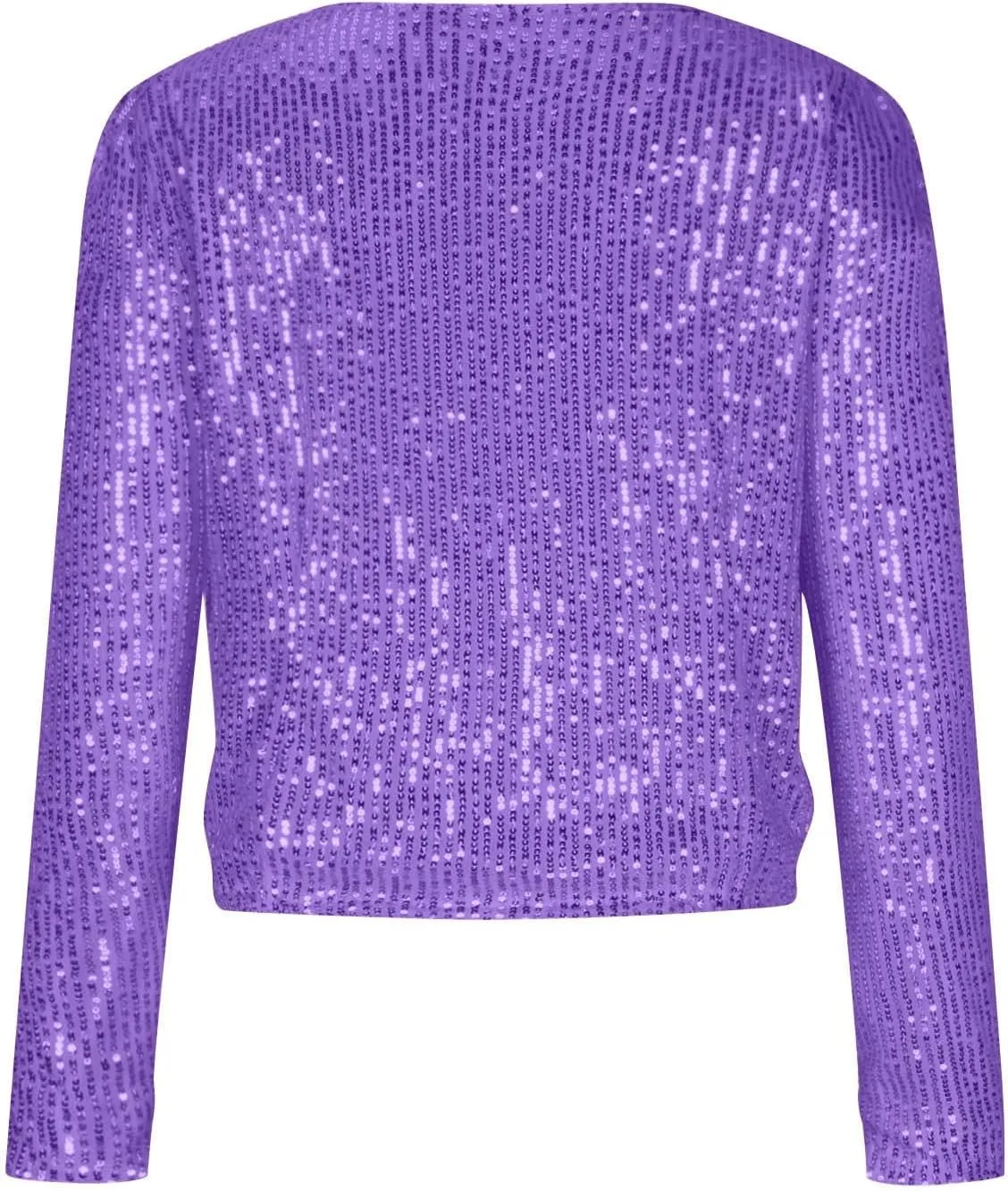 Women Fashion Cropped Sequin Blazer Jacket Casual Open Front Jacket Party Christmas Long Sleeve Sparkly Coats Tops