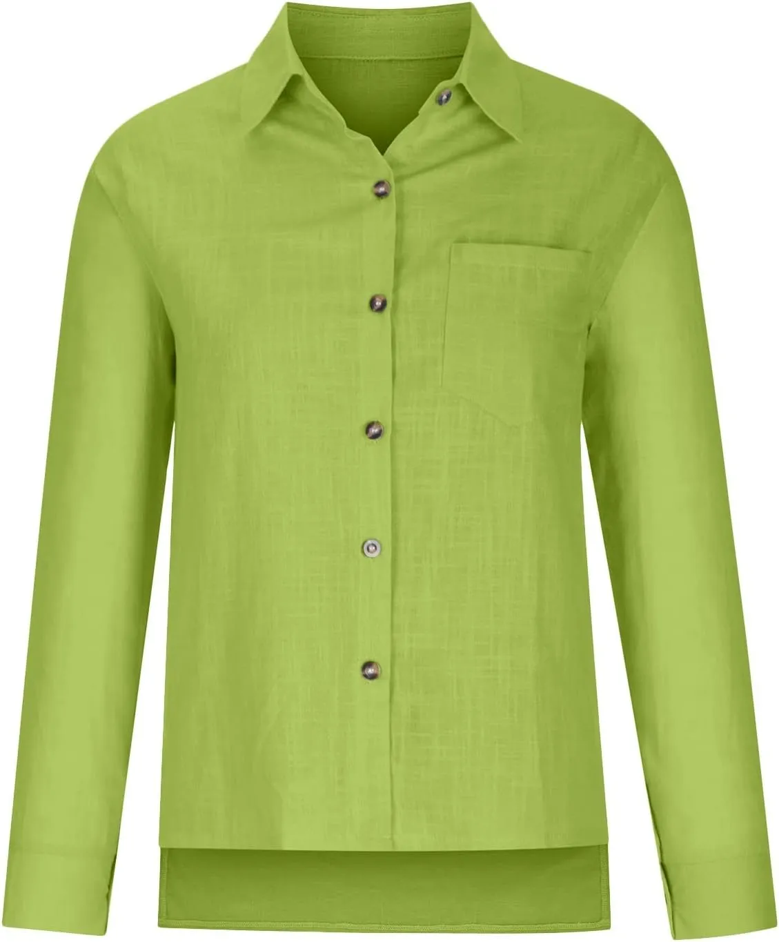 Womens Cotton Linen Button Down Shirt 2025 Summer Casual Long Sleeve Solid Color Shirts Loose Work Tops with Pockets